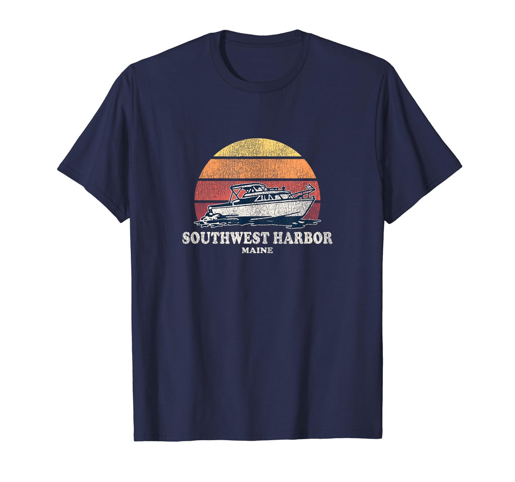 Southwest Harbor Me Boating 70S Boat T-Shirt - Fun Novelty Design Unisex - T-Shirt, Sweatshirt, Hoodie