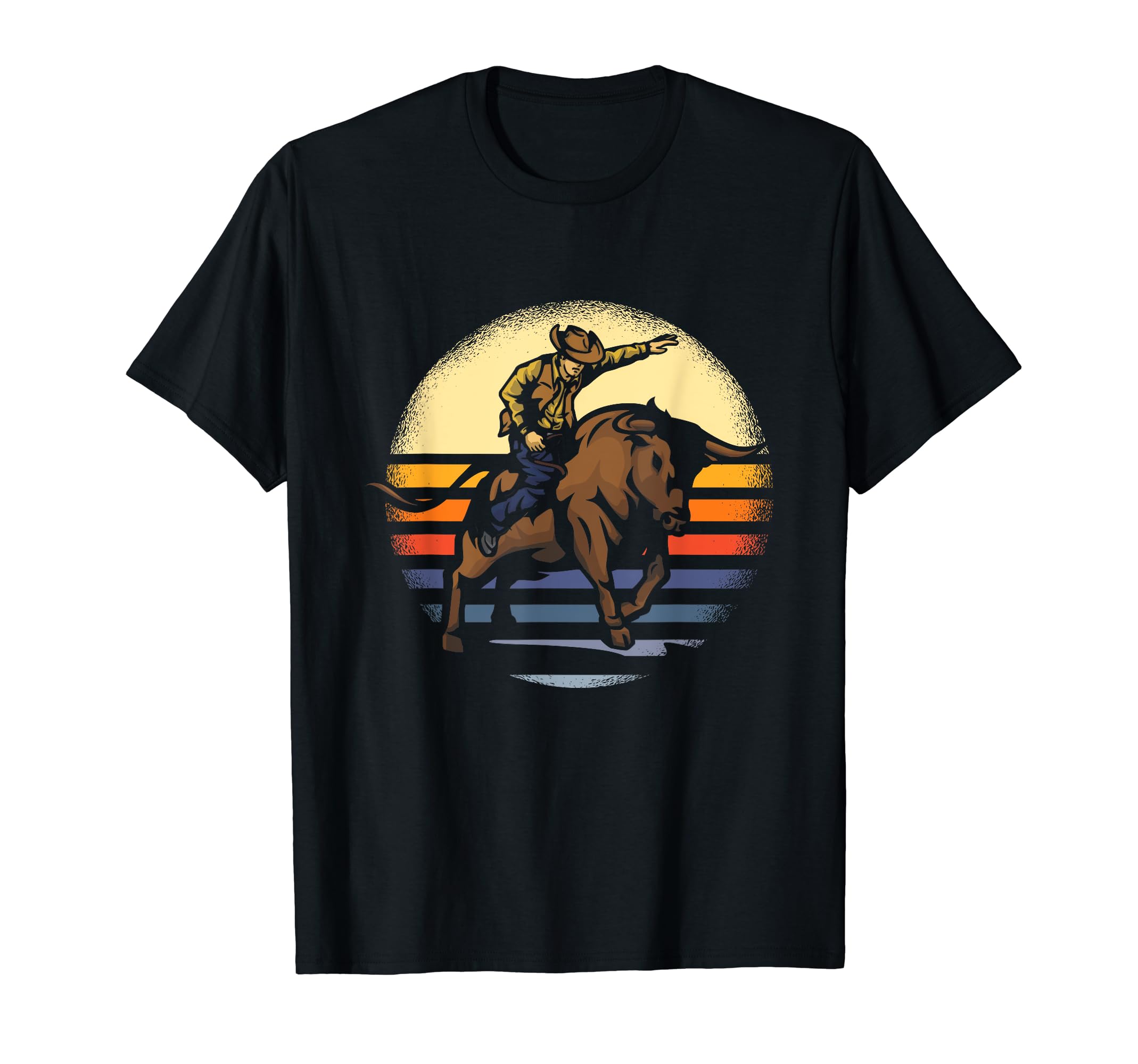 Bull Riding Rodeo Rider Cowboy Western T-Shirt - Custom Art Print Unisex - T-Shirt, Sweatshirt, Hoodie