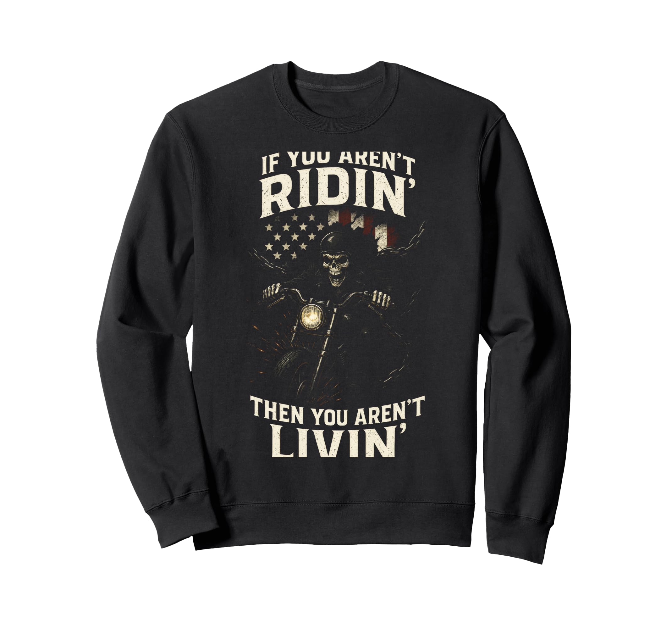 Ridin Skull Motorcycle Adventure Sweatshirt - Fun Novelty Design Unisex - T-Shirt, Sweatshirt, Hoodie