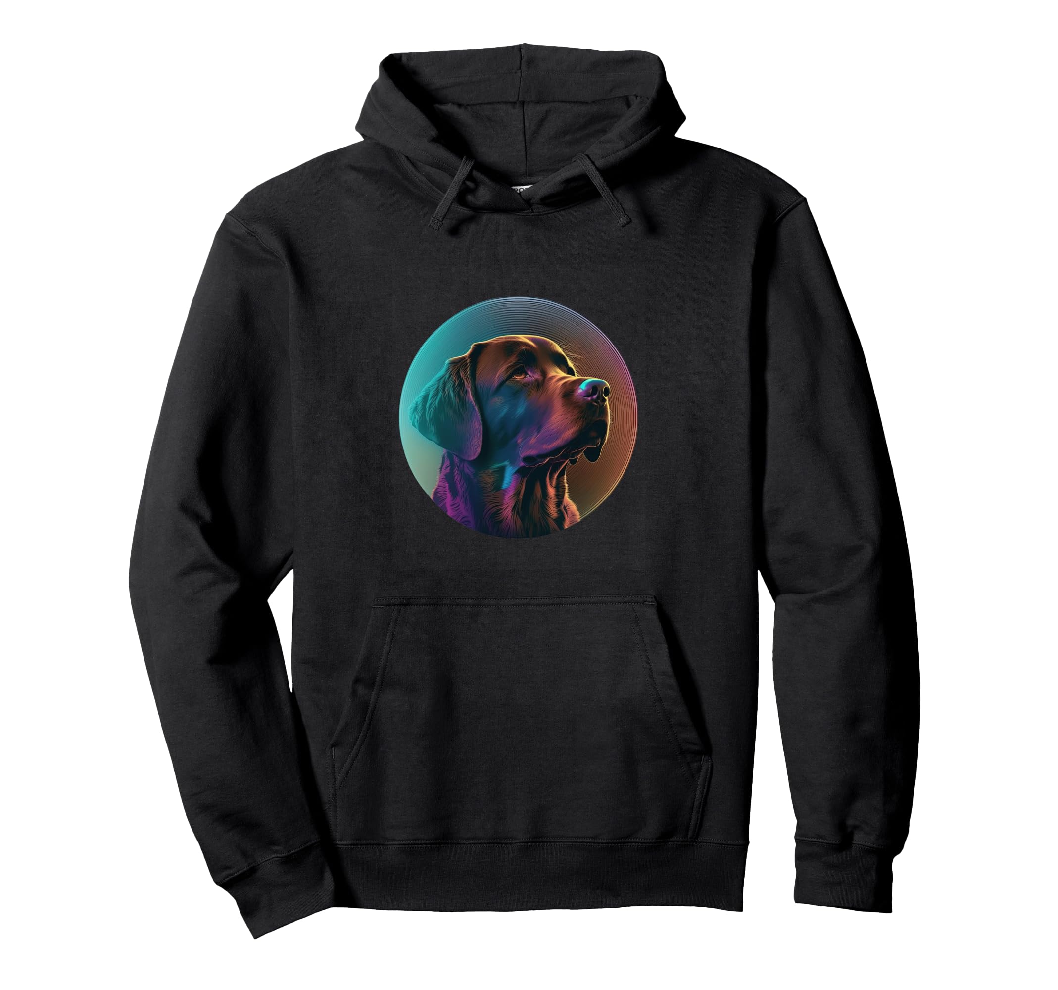 Retrowave Nights Chocolate Lab Hoodie - Custom Art Print for Adults - T-Shirt, Sweatshirt, Hoodie