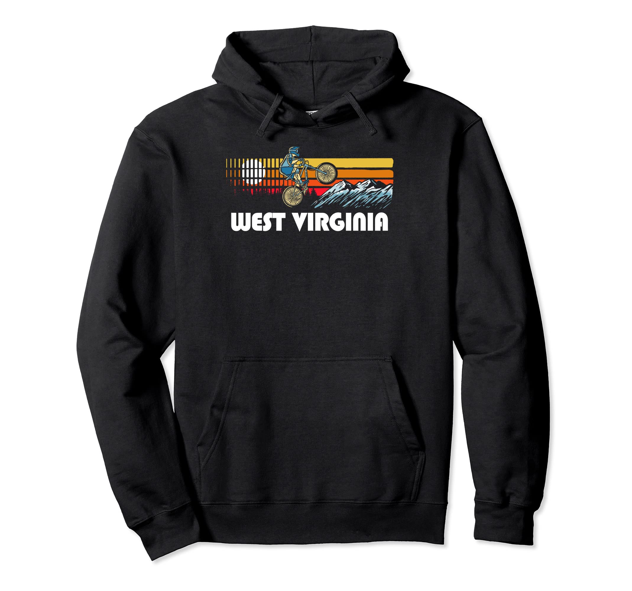 West Virginia Mountain Bikier Mtn Biking 80S Hoodie - Trendy Graphic Unisex - T-Shirt, Sweatshirt, Hoodie