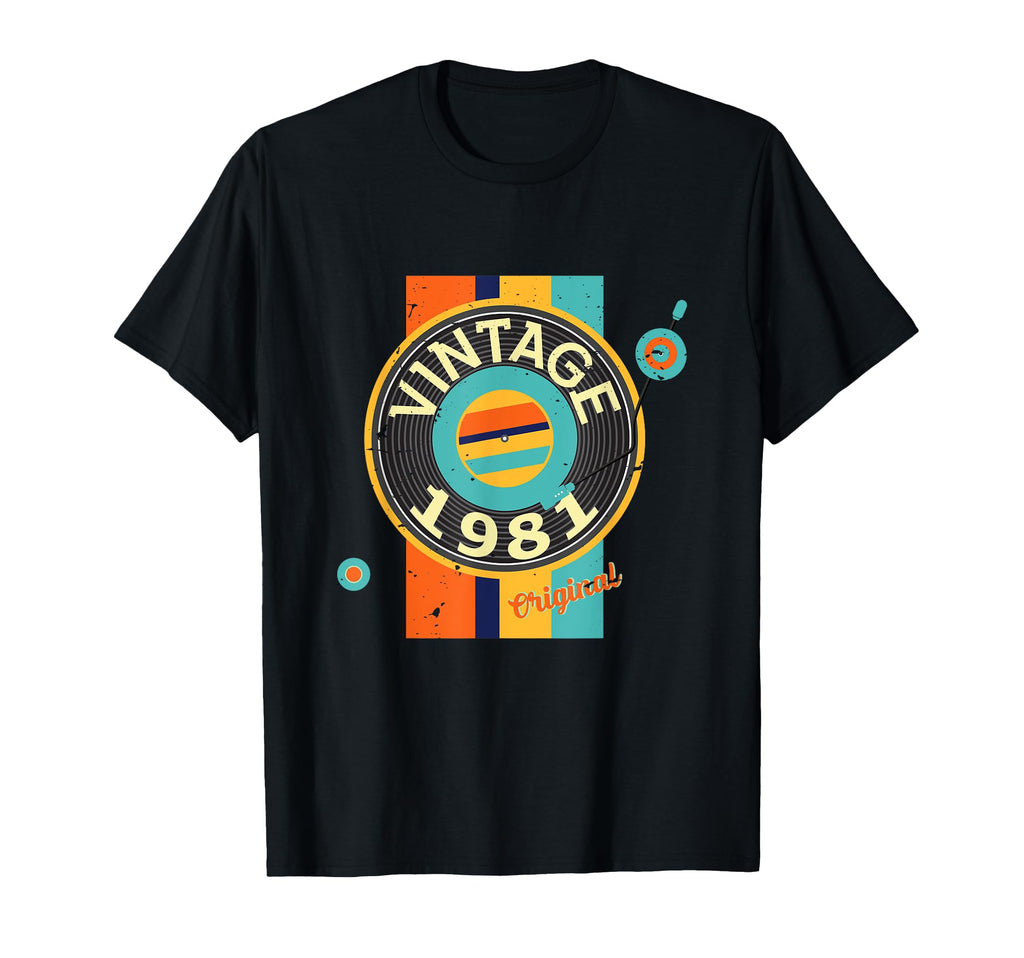 Vinyl 1981 Birthday Record Player T-Shirt - Casual Everyday Wear for Adults - T-Shirt, Sweatshirt, Hoodie