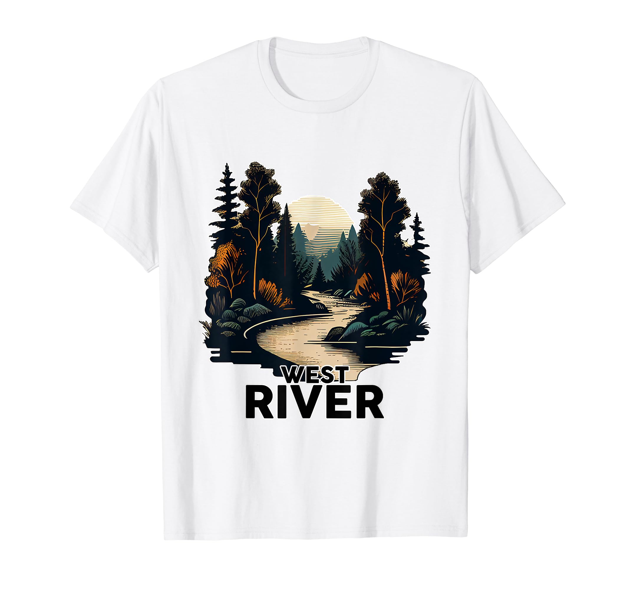 West River Minimalist River West T-Shirt - Custom Art Print for Adults - T-Shirt, Sweatshirt, Hoodie