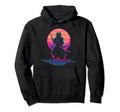 Synthwave Cat Samurai Mediation Vaporwave Hoodie - Custom Art Print Unisex - T-Shirt, Sweatshirt, Hoodie