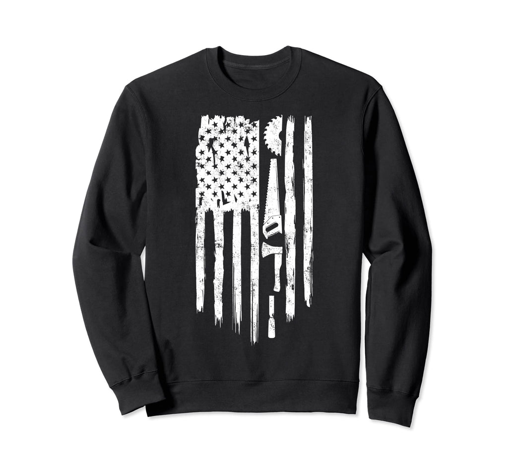 Carpenter Us American Flag Distressed Sweatshirt - Streetwear Style Unisex - T-Shirt, Sweatshirt, Hoodie