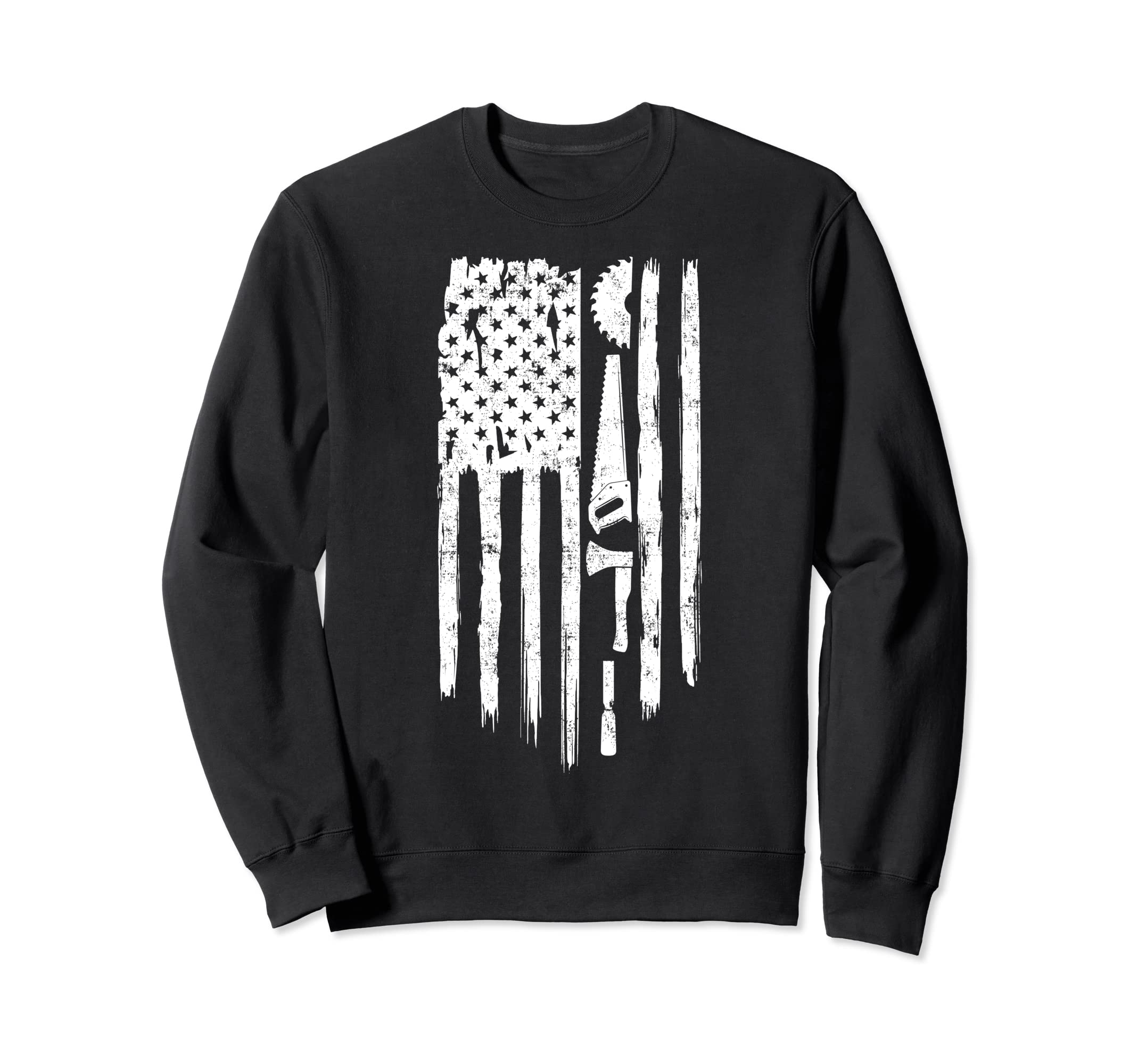 Carpenter Us American Flag Distressed Sweatshirt - Streetwear Style Unisex - T-Shirt, Sweatshirt, Hoodie