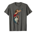 Distressed Pin Up Riding Guitar T-Shirt - Aesthetic Graphic Men Women - T-Shirt, Sweatshirt, Hoodie