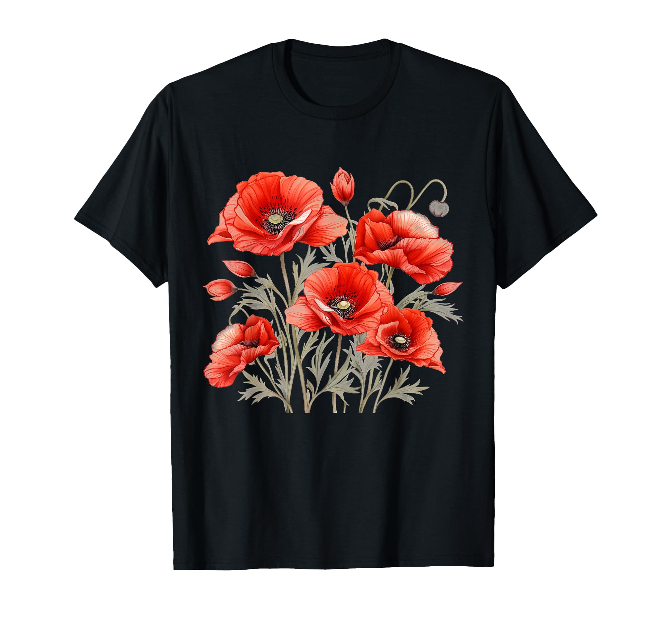 Poppy Botanical Poppies Floral T-Shirt - Trendy Graphic Men Women - T-Shirt, Sweatshirt, Hoodie