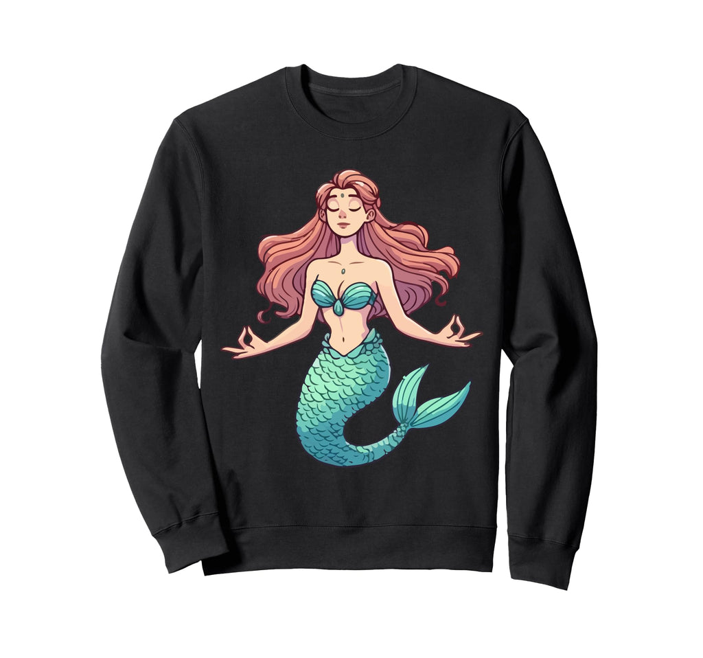 Meditation Mermaid Yoga Pose Relaxing Sweatshirt - Graphic Print Unisex - T-Shirt, Sweatshirt, Hoodie