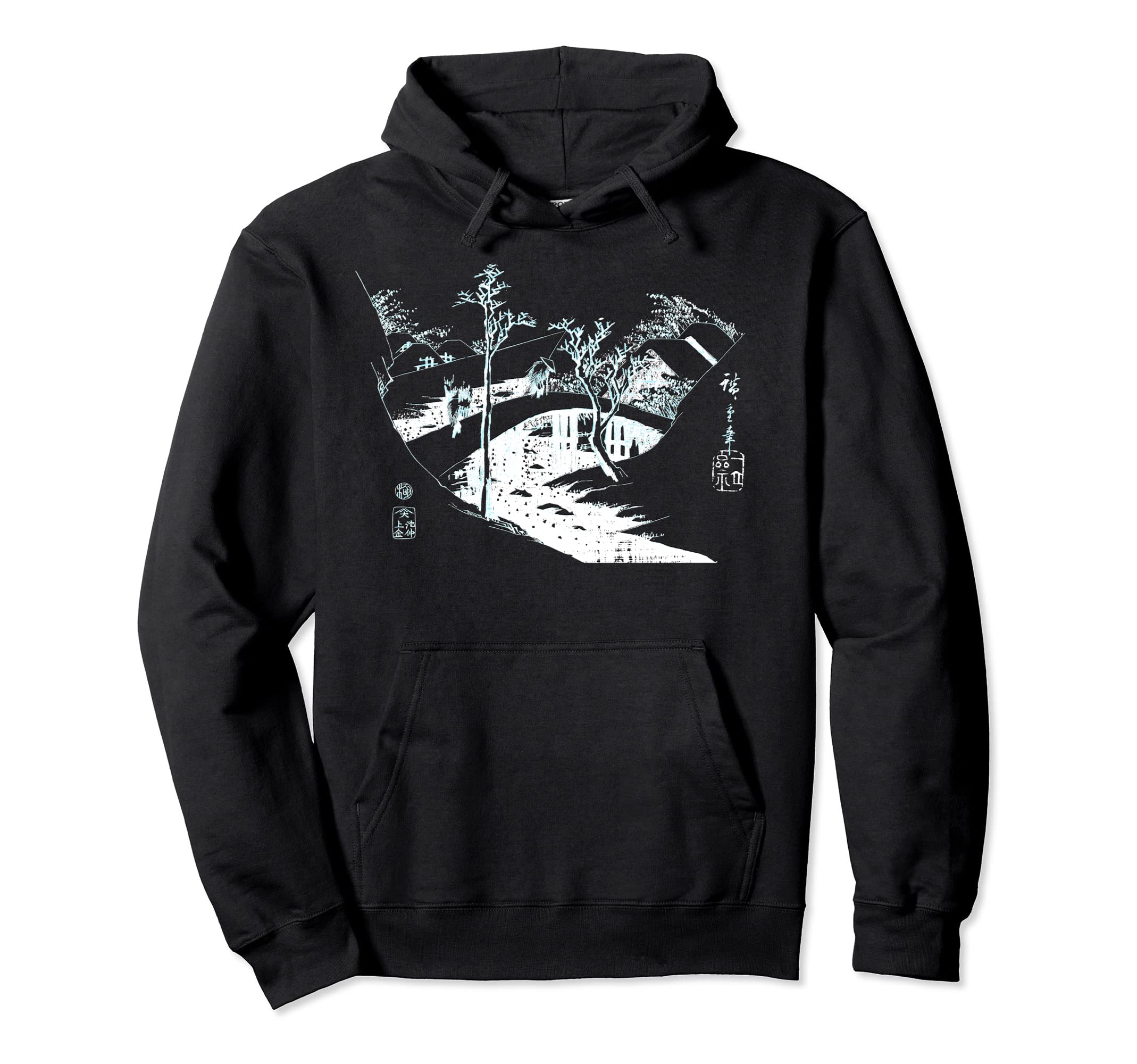 Famous Fine Art Bridge Snow Hiroshige Hoodie - Custom Art Print Men Women - T-Shirt, Sweatshirt, Hoodie