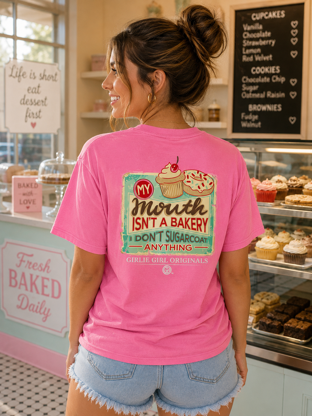 Girlie Girl Originals My Mouth Isn't A Bakery Pink - Adult & Kids T-Shirts, Sweatshirts & Hoodies apparel design preview 1