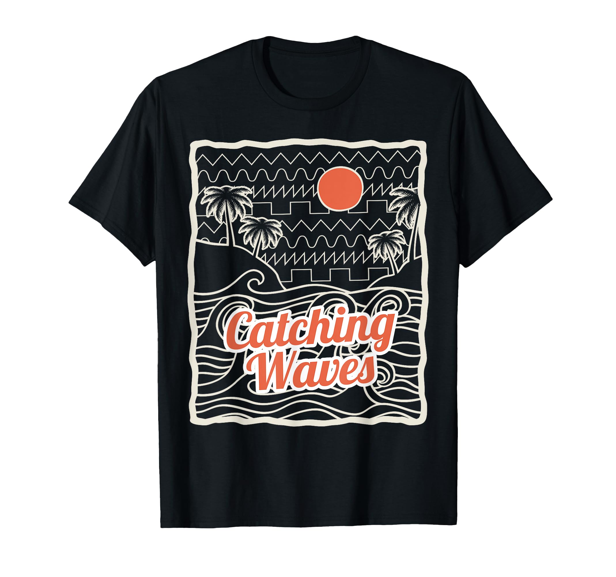 Catching Waves Synthwave Waveform T-Shirt - Fun Novelty Design Men Women - T-Shirt, Sweatshirt, Hoodie