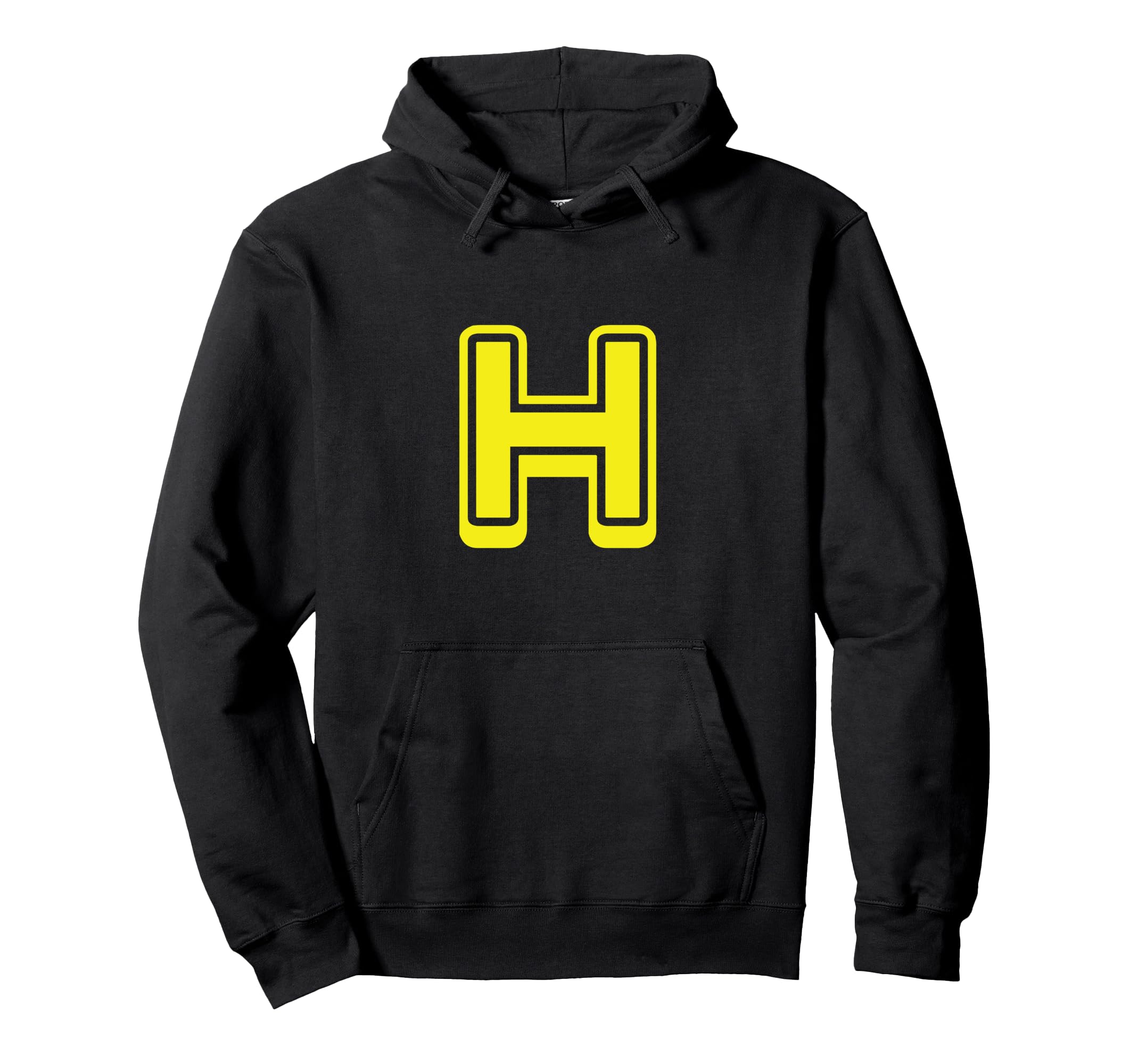 Bold Letter Yellow H Outline Hoodie - Casual Everyday Wear Men Women - T-Shirt, Sweatshirt, Hoodie