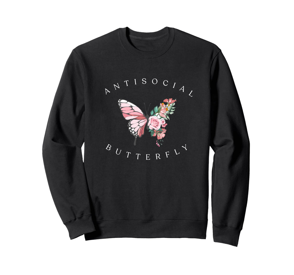 Anti Social Colorful Butterfly Trendy Sweatshirt - Minimalist Print Unisex - T-Shirt, Sweatshirt, Hoodie