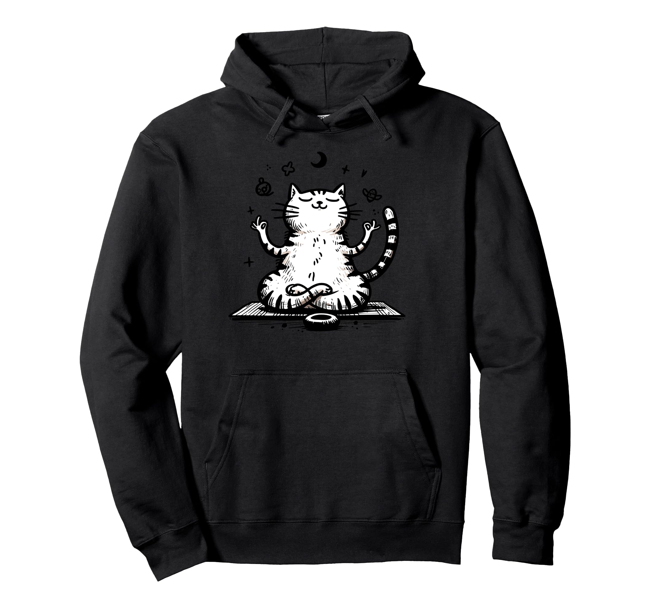 Meditation Cat Yoga Pose Relaxing Hoodie - Streetwear Style for Adults - T-Shirt, Sweatshirt, Hoodie
