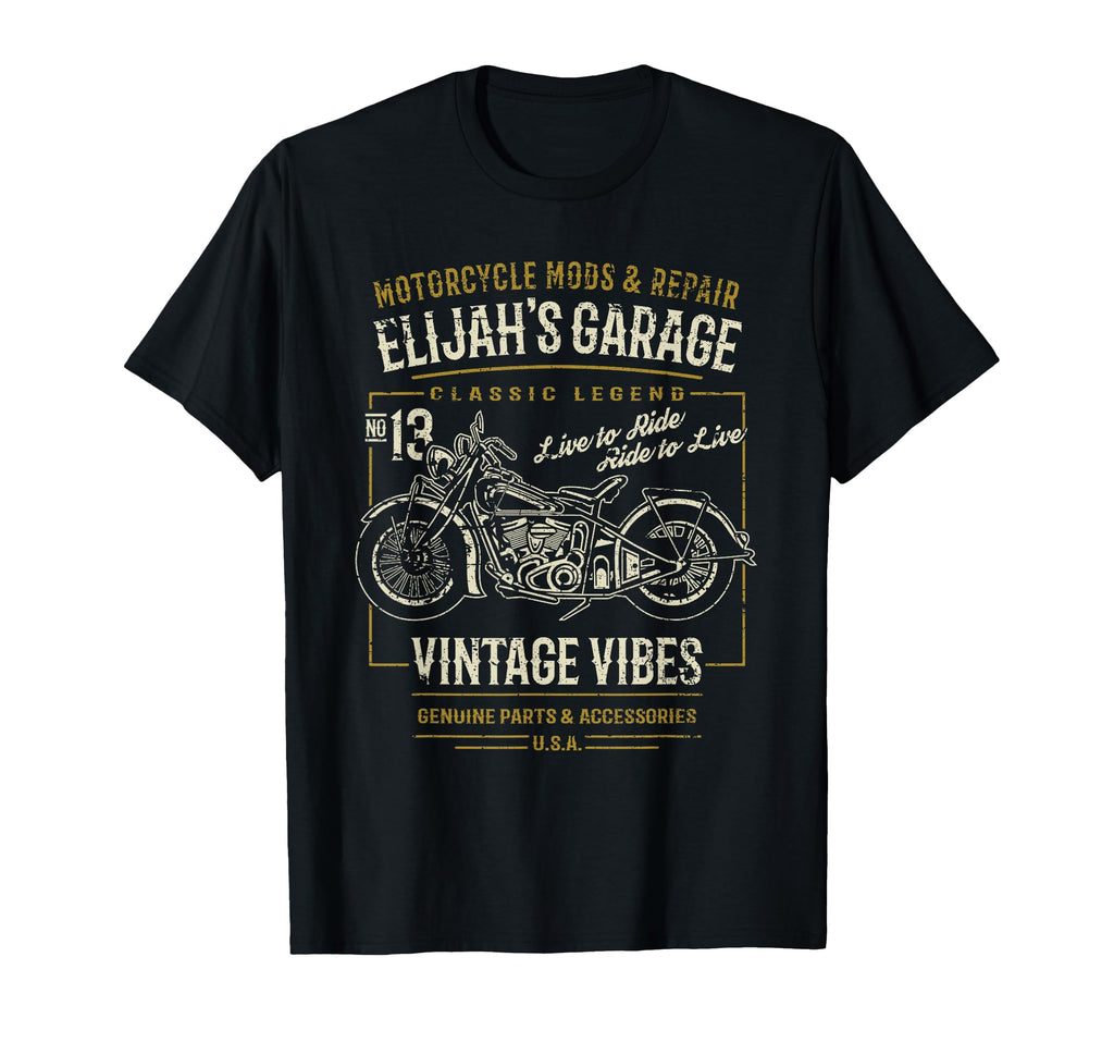 Elijahs Garage Motorcycle Distressed T-Shirt - Custom Art Print Men Women - T-Shirt, Sweatshirt, Hoodie