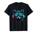 80S Synthwave Raccoon Wearing T-Shirt - Minimalist Print Men Women - T-Shirt, Sweatshirt, Hoodie