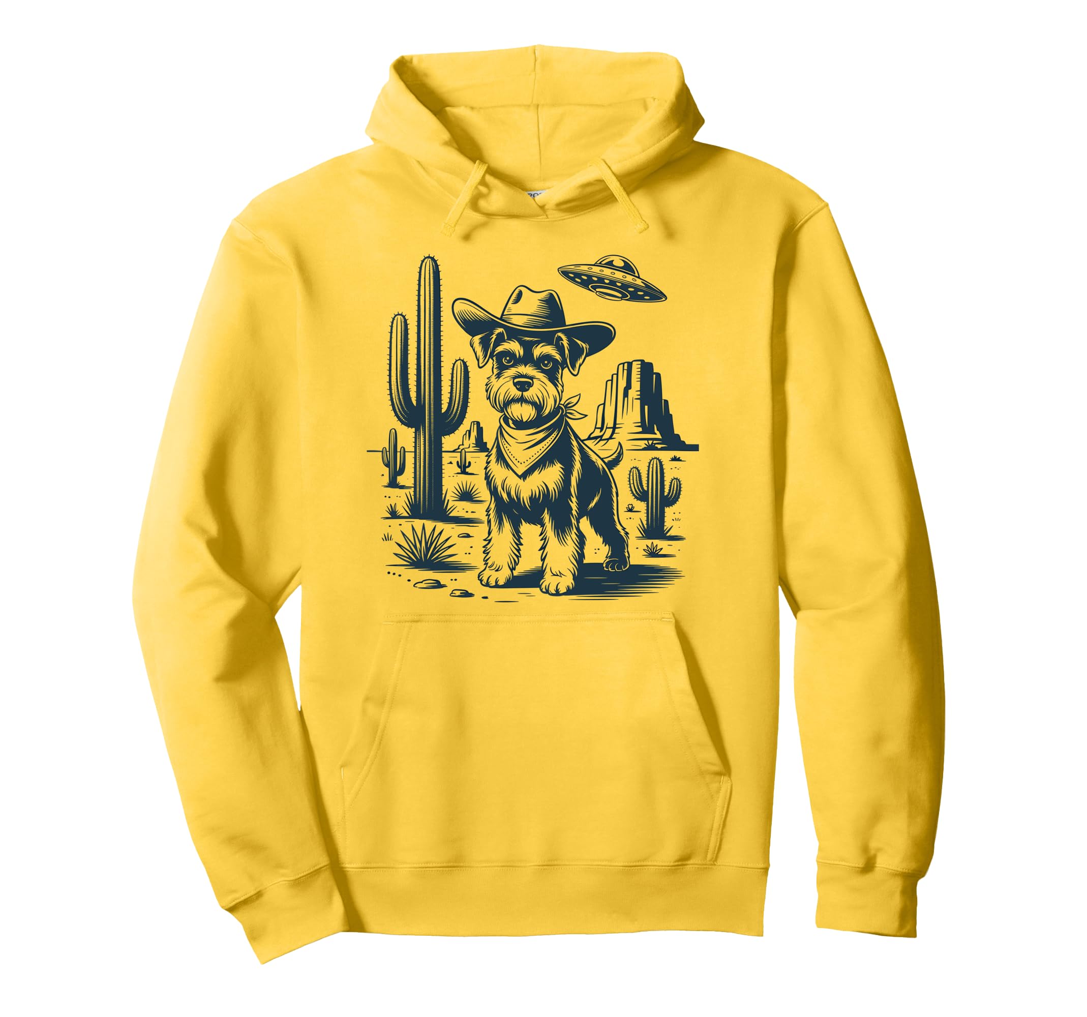 Cowboy Miniature Schnauzer Dog Ufo Hoodie - Novelty Apparel Men Women - T-Shirt, Sweatshirt, Hoodie