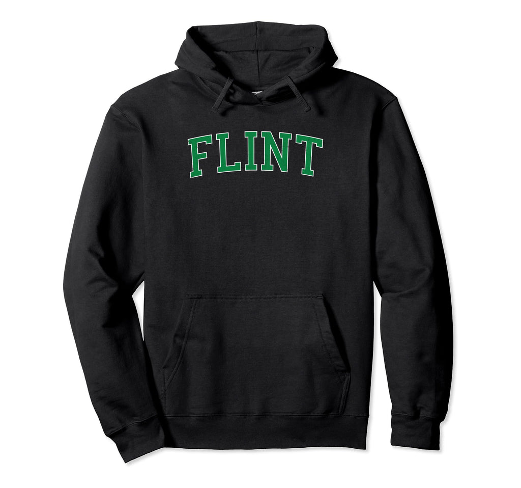 Flint Mi Distressed Green Varsity Hoodie - Unique Graphic for Adults - T-Shirt, Sweatshirt, Hoodie