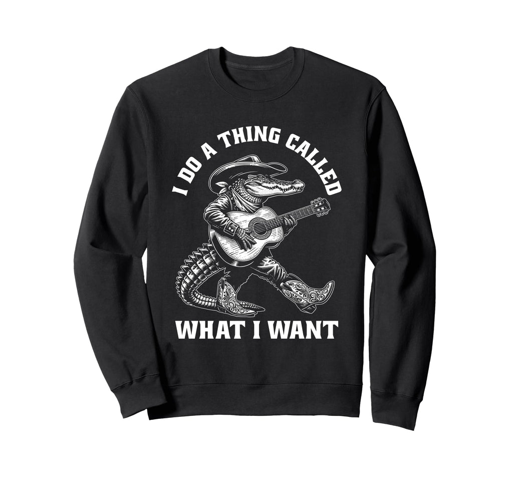 Cowboy Crocodile Guitar Funny Sweatshirt - Aesthetic Graphic Unisex - T-Shirt, Sweatshirt, Hoodie