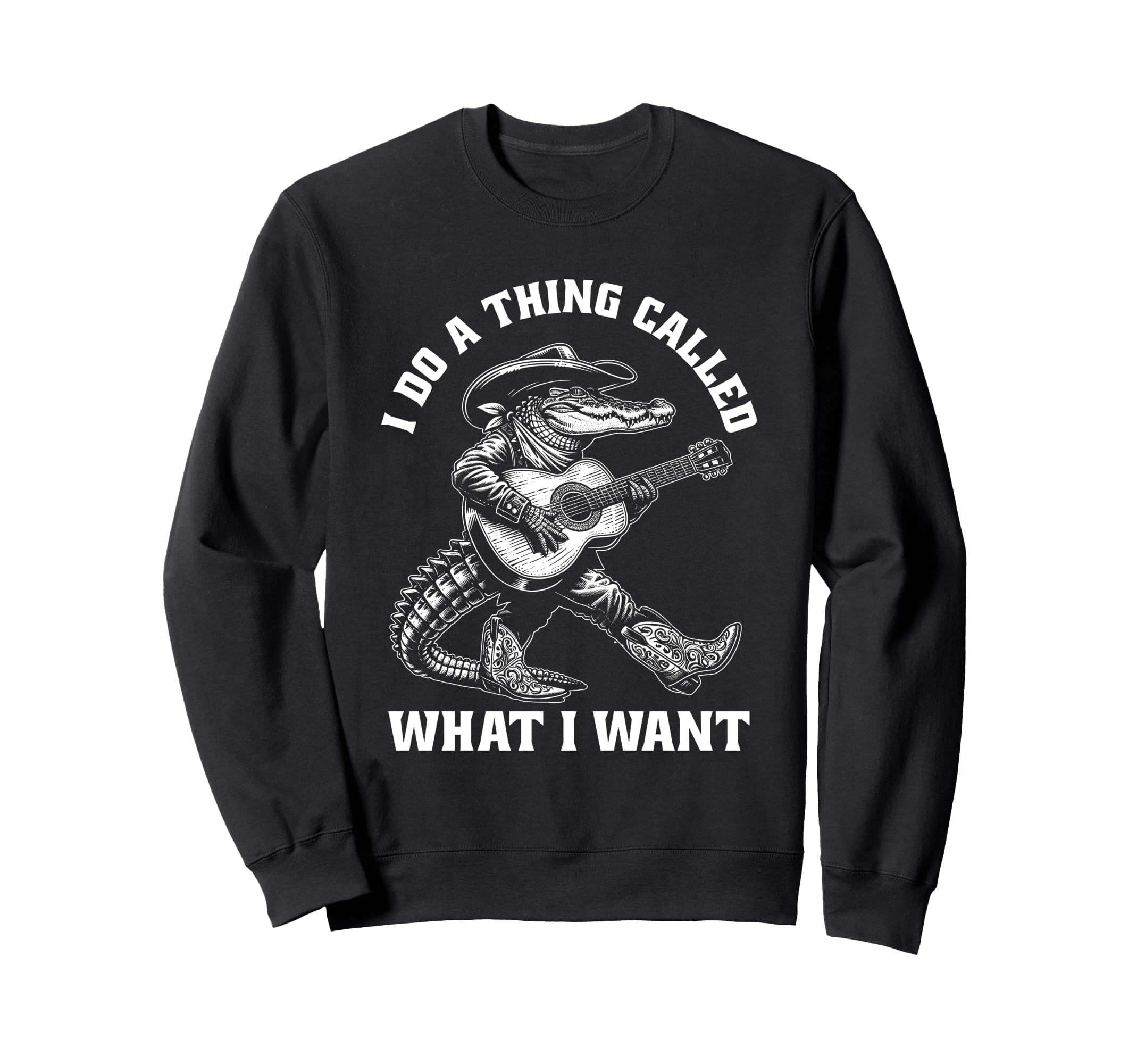 Cowboy Crocodile Guitar Funny Sweatshirt - Aesthetic Graphic Unisex - T-Shirt, Sweatshirt, Hoodie