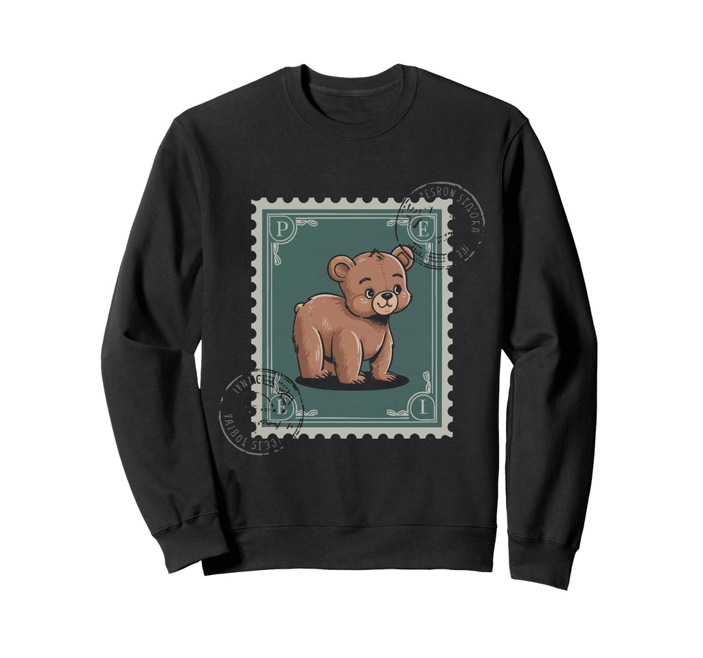 Bear Postage Stamp Animal Sweatshirt - Casual Everyday Wear for Adults - T-Shirt, Sweatshirt, Hoodie