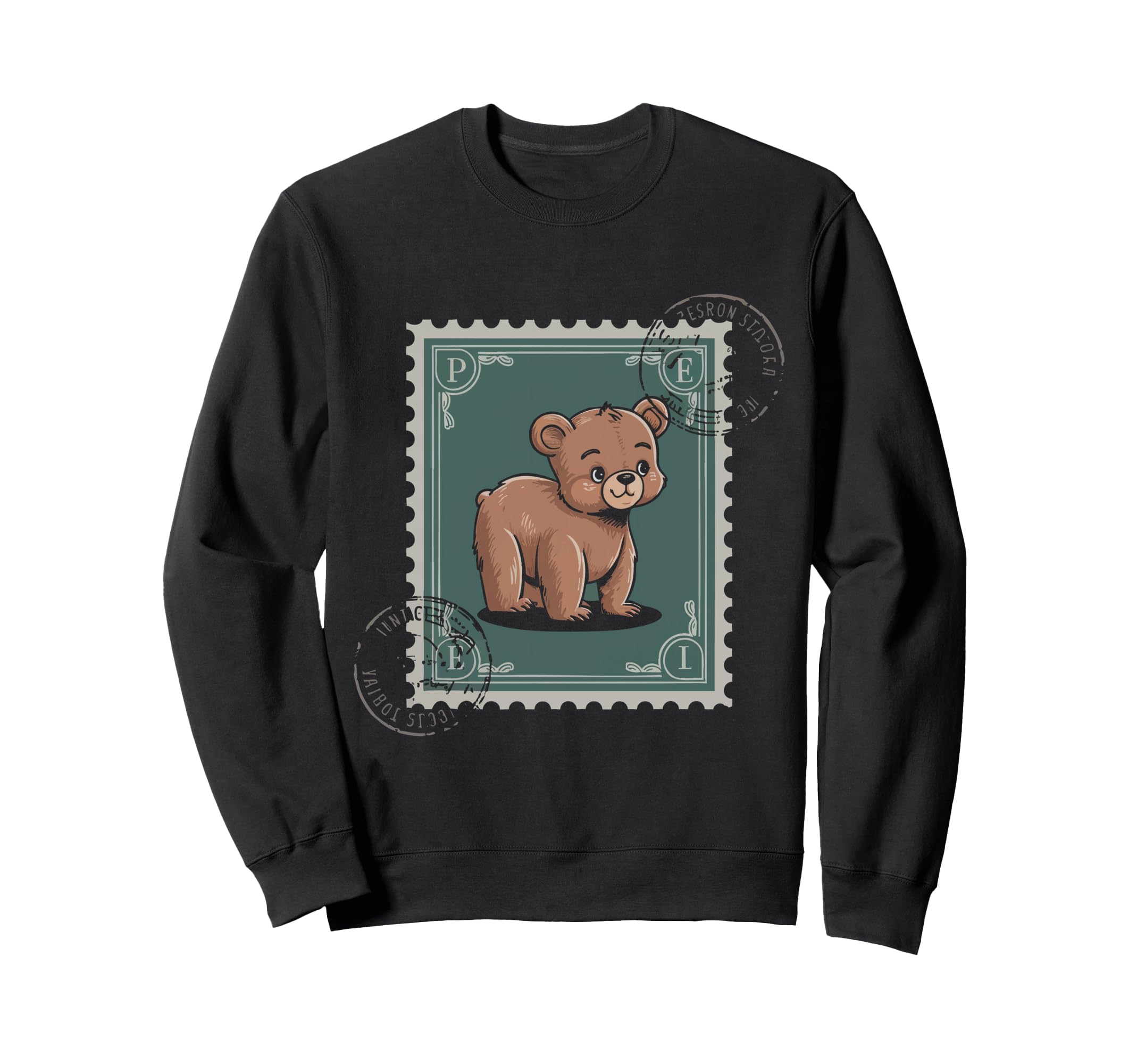 Bear Postage Stamp Animal Sweatshirt - Casual Everyday Wear for Adults - T-Shirt, Sweatshirt, Hoodie