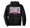 Summer Vibes Floral Checkered Summer Hoodie - Unique Graphic Men Women - T-Shirt, Sweatshirt, Hoodie
