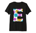 Letter E Floral Daisy Colorful Alphabet Tri T-Shirt - Graphic Print Unisex - T-Shirt, Sweatshirt, Hoodie