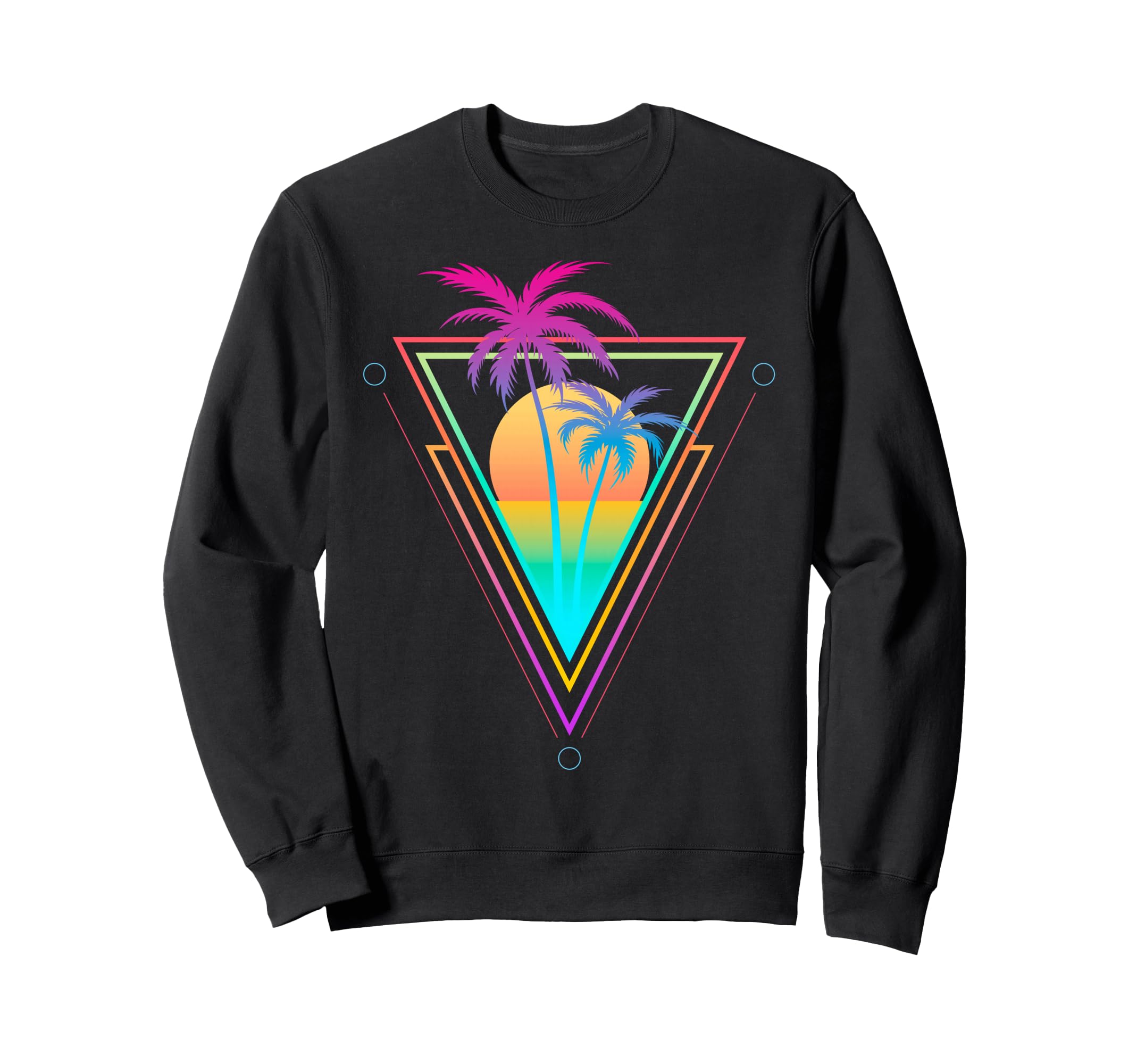 1980S 1990S Vaporwave Palm Trees Sweatshirt - Unique Graphic for Adults - T-Shirt, Sweatshirt, Hoodie