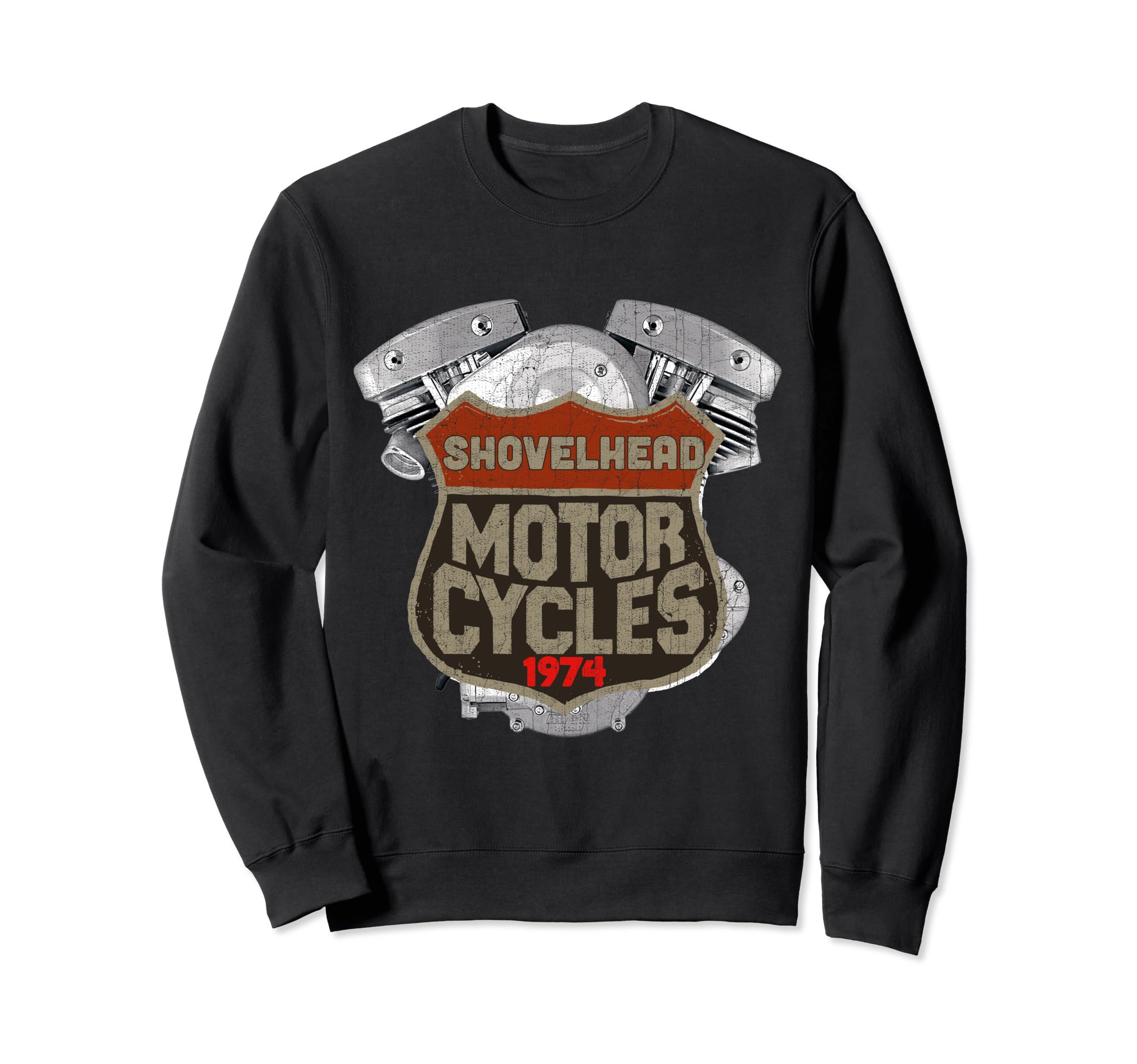 1974 Shovel Head Motorcycle Sweatshirt - Fun Novelty Design for Adults - T-Shirt, Sweatshirt, Hoodie