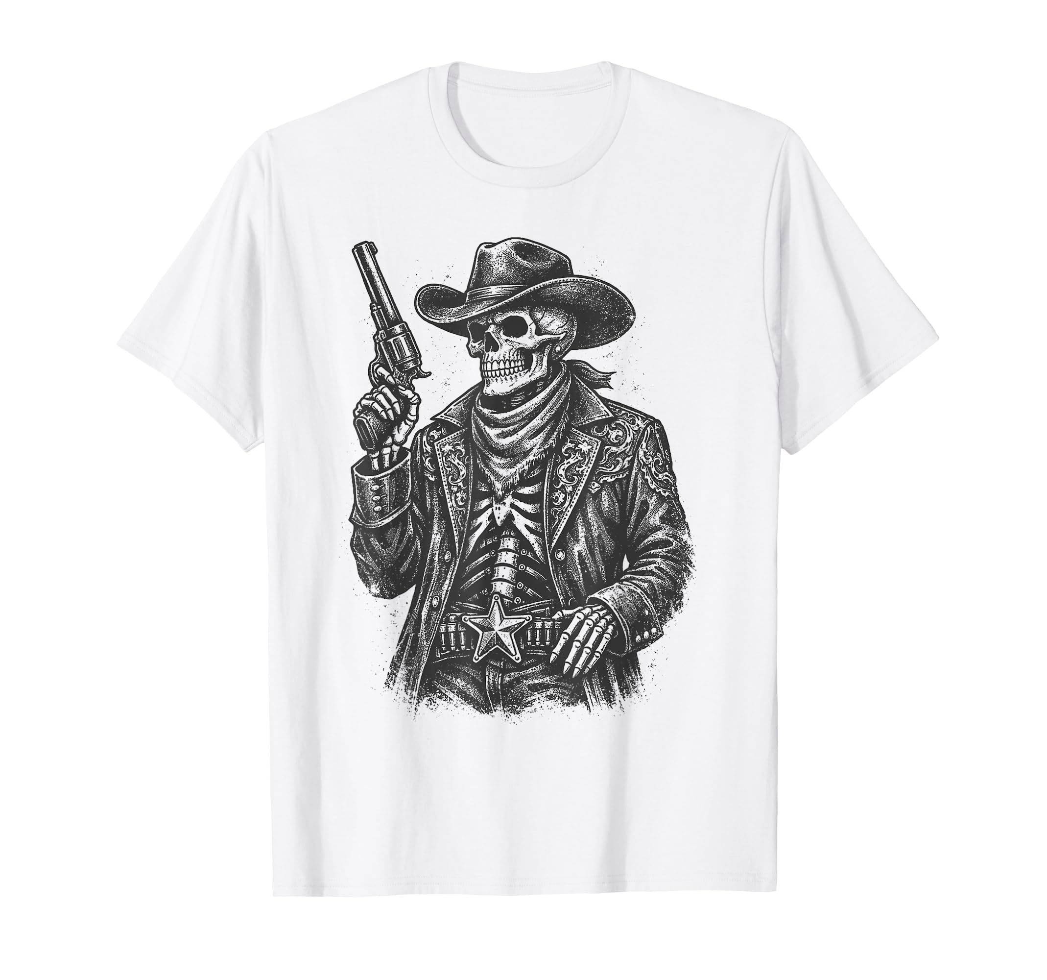 Skeleton Cowboy Gunslinger Outlaw T-Shirt - Trendy Graphic Men Women - T-Shirt, Sweatshirt, Hoodie