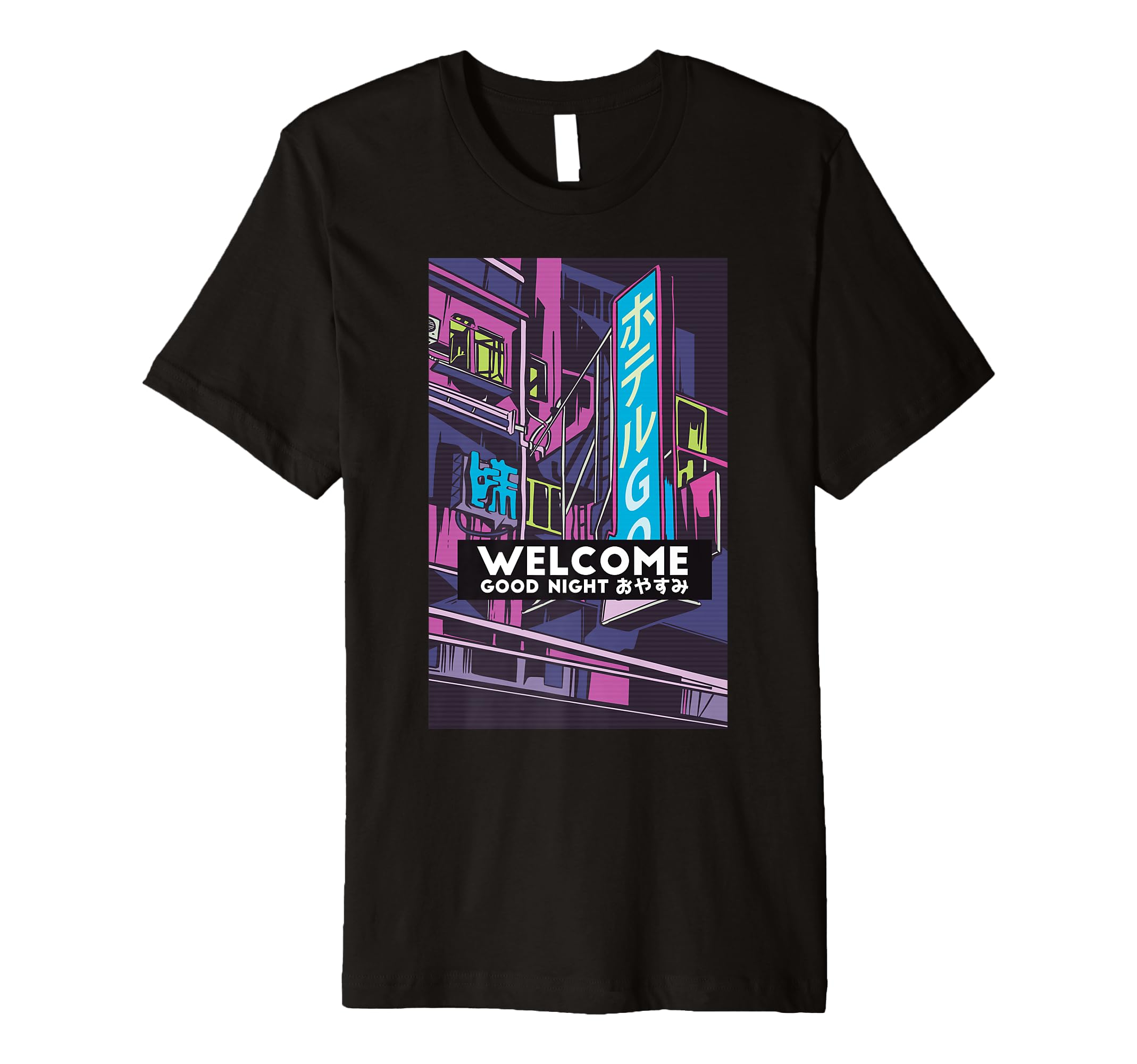 Vaporwave Neo Hotel Welcome Good Night T-Shirt - Custom Art Print Men Women - T-Shirt, Sweatshirt, Hoodie