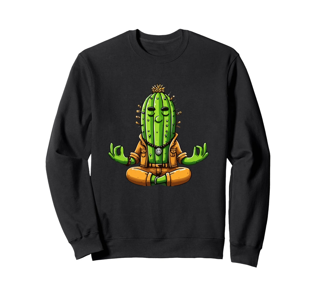 Meditation Cactus Yoga Pose Sweatshirt - Minimalist Print for Adults - T-Shirt, Sweatshirt, Hoodie