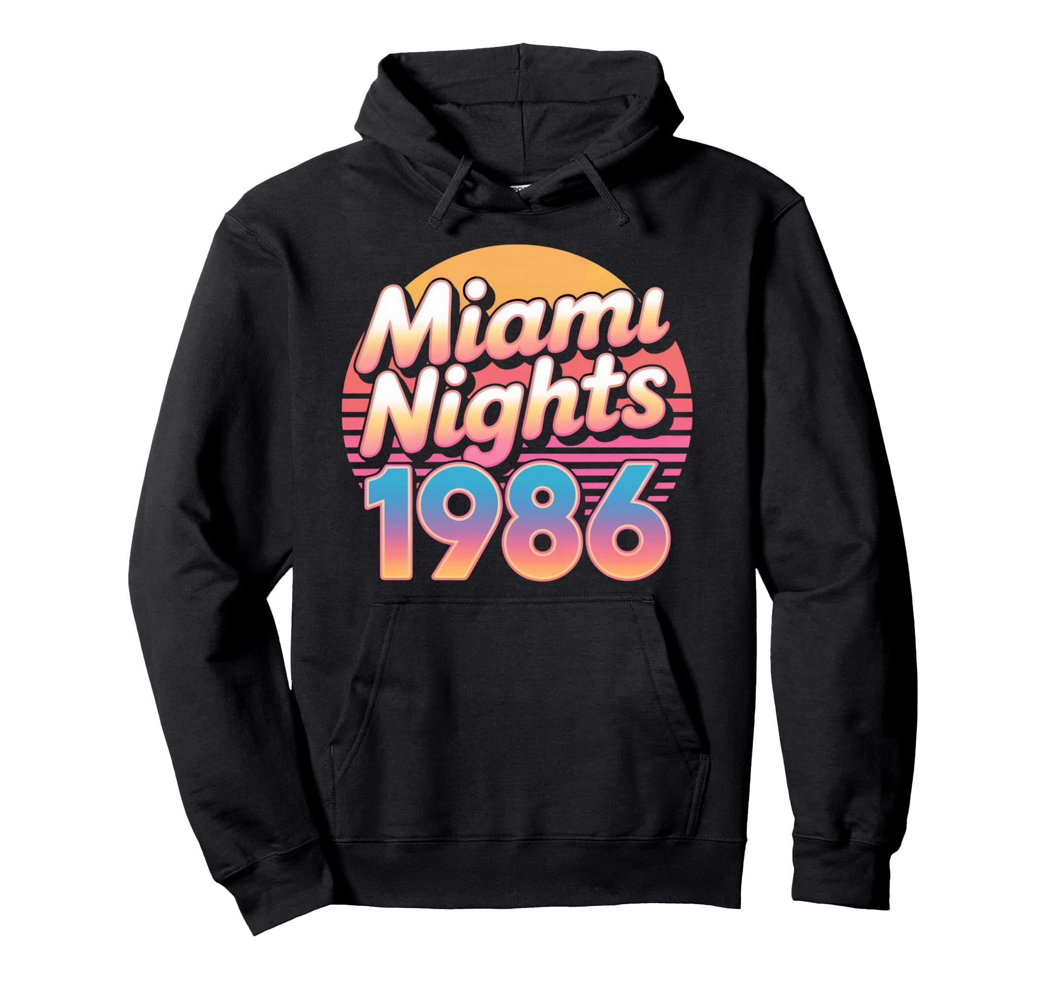 Miami Nights 1986 Synthwave Sunset Hoodie - Streetwear Style Men Women - T-Shirt, Sweatshirt, Hoodie