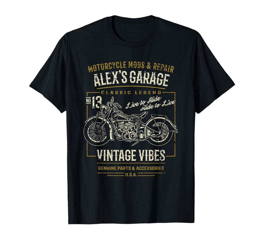 Alexs Garage Motorcycle T-Shirt - Novelty Apparel Unisex - T-Shirt, Sweatshirt, Hoodie