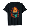 Fiery Flaming Skull Awesome Motorcycle T-Shirt - Graphic Print Unisex - T-Shirt, Sweatshirt, Hoodie