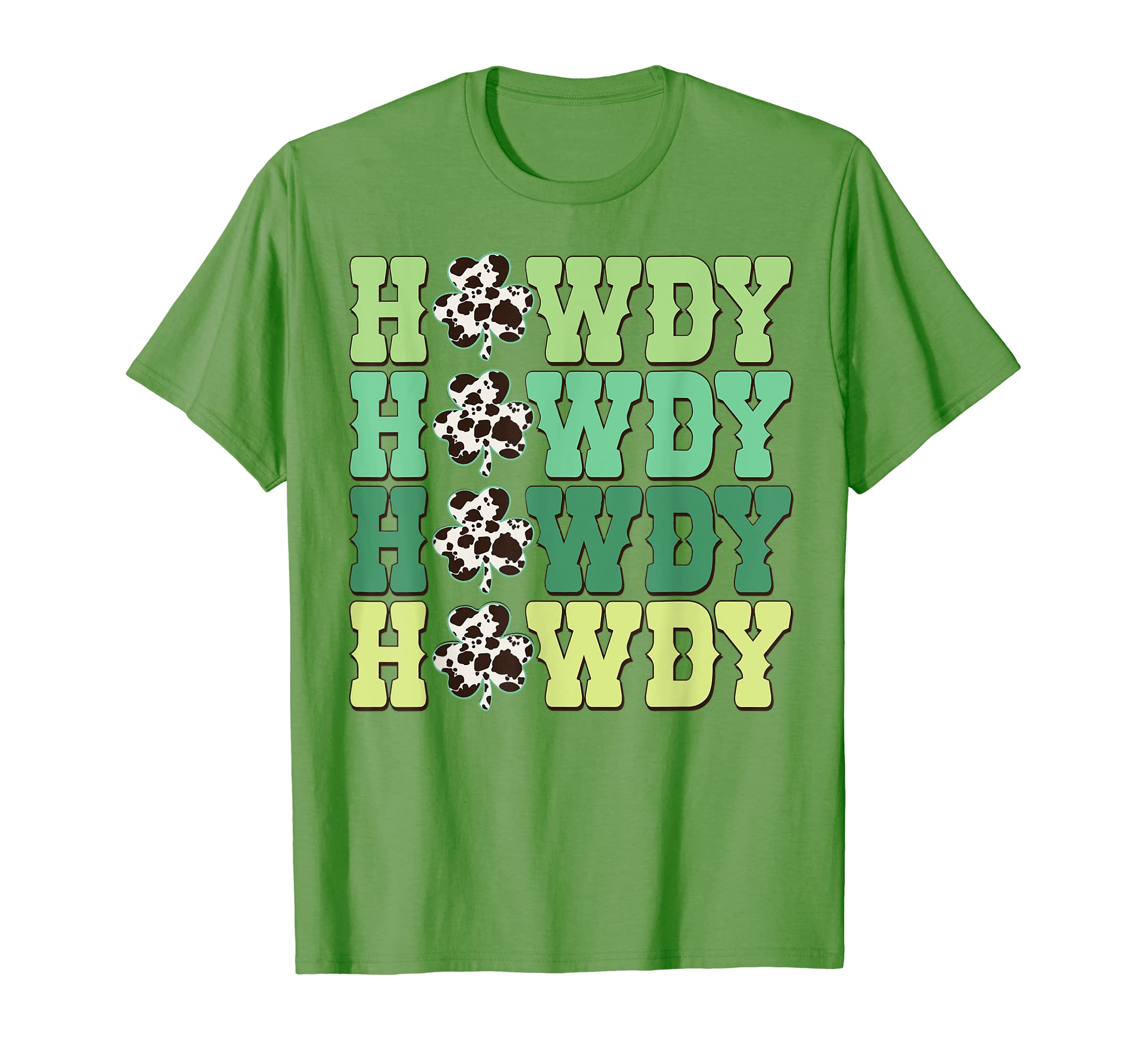 Howdy Shamrock Cow Pattern St Patricks Day T-Shirt - Graphic Print Unisex - T-Shirt, Sweatshirt, Hoodie