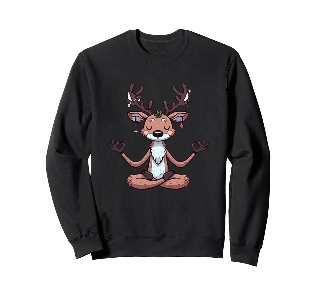 Meditation Reindeer Yoga Pose Sweatshirt - Fun Novelty Design for Adults - T-Shirt, Sweatshirt, Hoodie