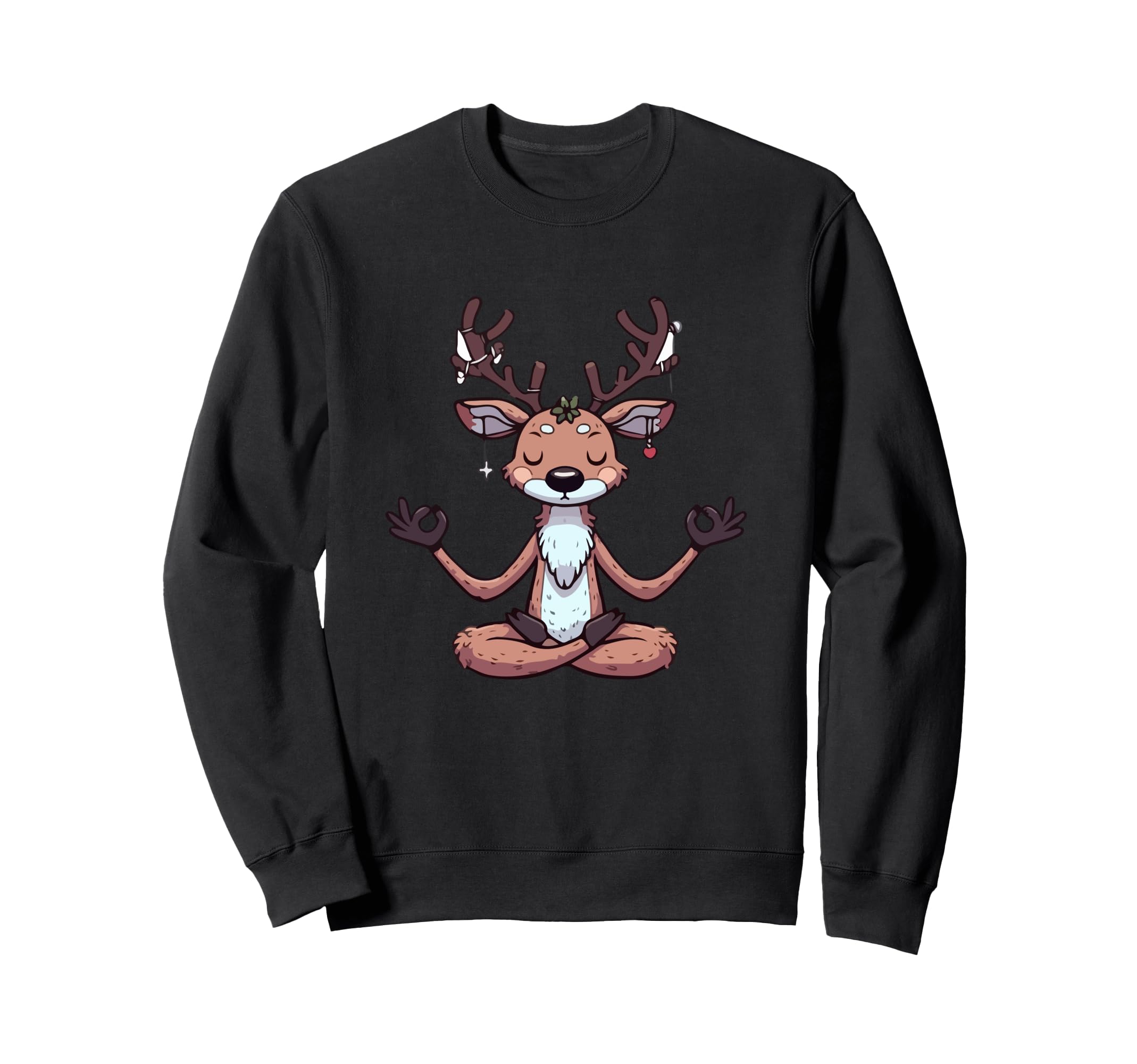 Meditation Reindeer Yoga Pose Sweatshirt - Fun Novelty Design for Adults - T-Shirt, Sweatshirt, Hoodie