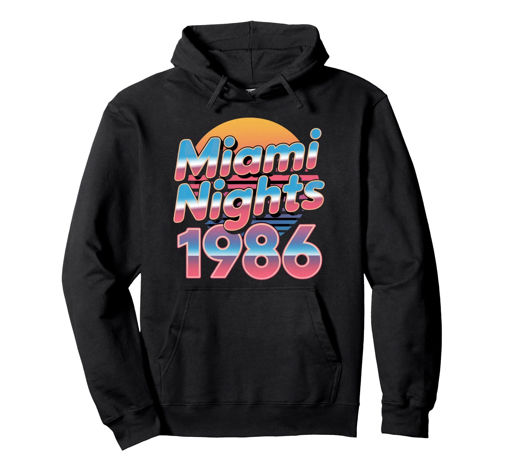 Miami Nights 1986 Synthwave Sunset Aesthetic Hoodie - Trendy Graphic Unisex - T-Shirt, Sweatshirt, Hoodie