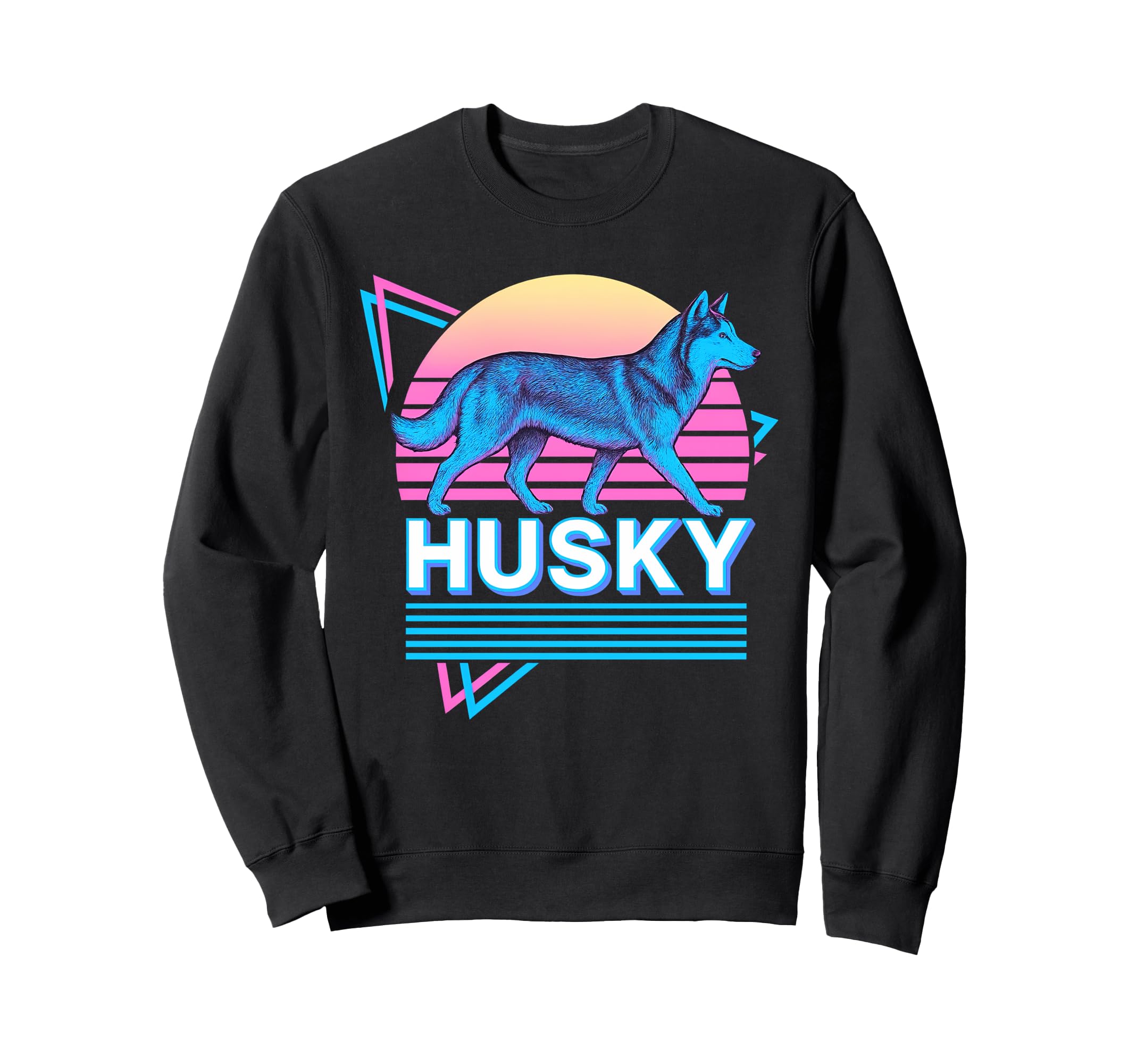 Husky Synthwave Aesthetic Dog Sweatshirt - Aesthetic Graphic Men Women - T-Shirt, Sweatshirt, Hoodie