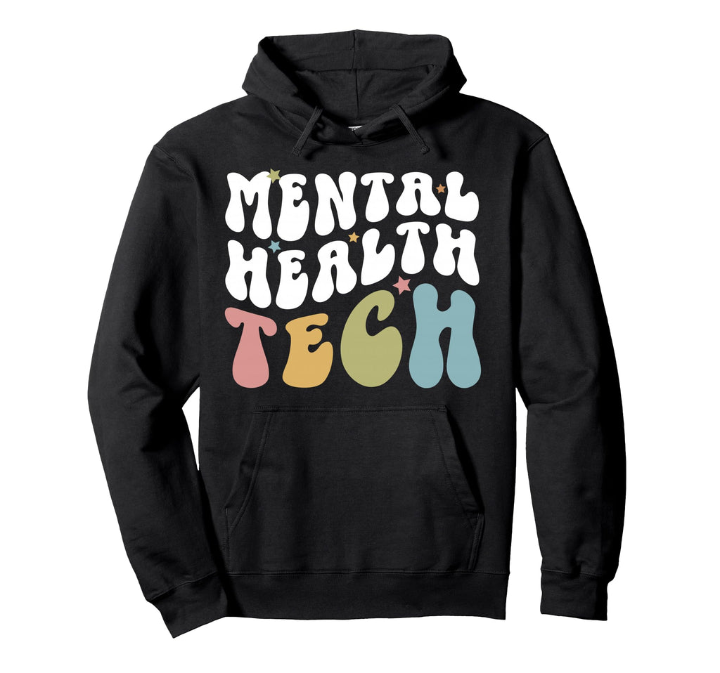 Mental Health Tech Groovy Mental Health Hoodie - Graphic Print for Adults - T-Shirt, Sweatshirt, Hoodie