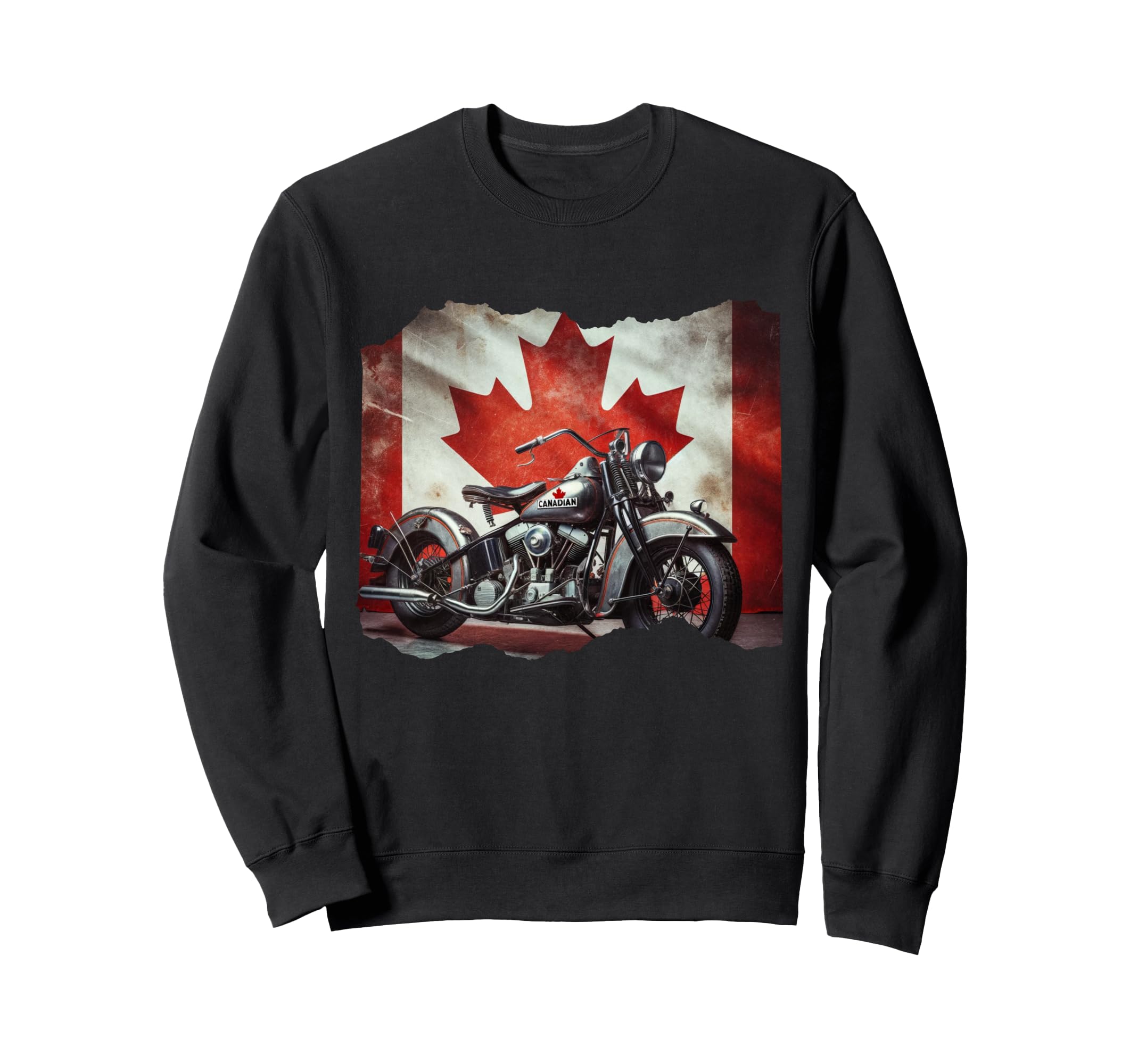 Canada Flag Motorcycle Patriotic Sweatshirt - Novelty Apparel Men Women - T-Shirt, Sweatshirt, Hoodie