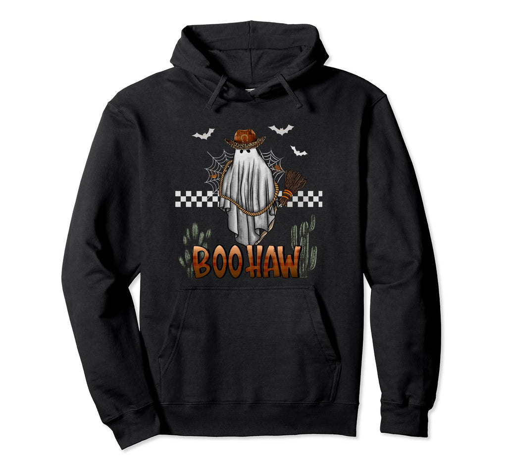 Boo Haw Cowboy Western Halloween Ghost Hoodie - Novelty Apparel Unisex - T-Shirt, Sweatshirt, Hoodie