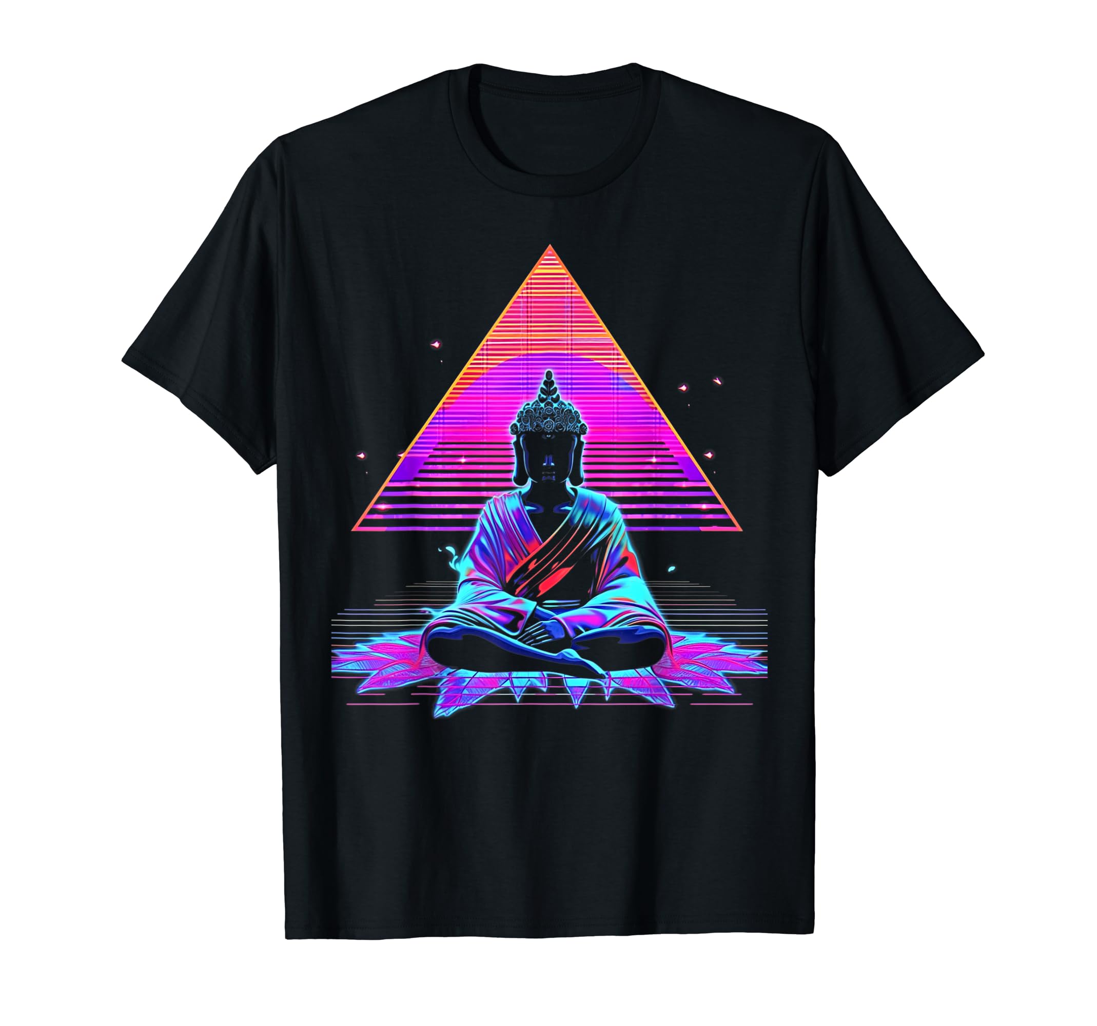 Synthwave Buddha Cyberpunk 80S Sci T-Shirt - Casual Everyday Wear Unisex - T-Shirt, Sweatshirt, Hoodie