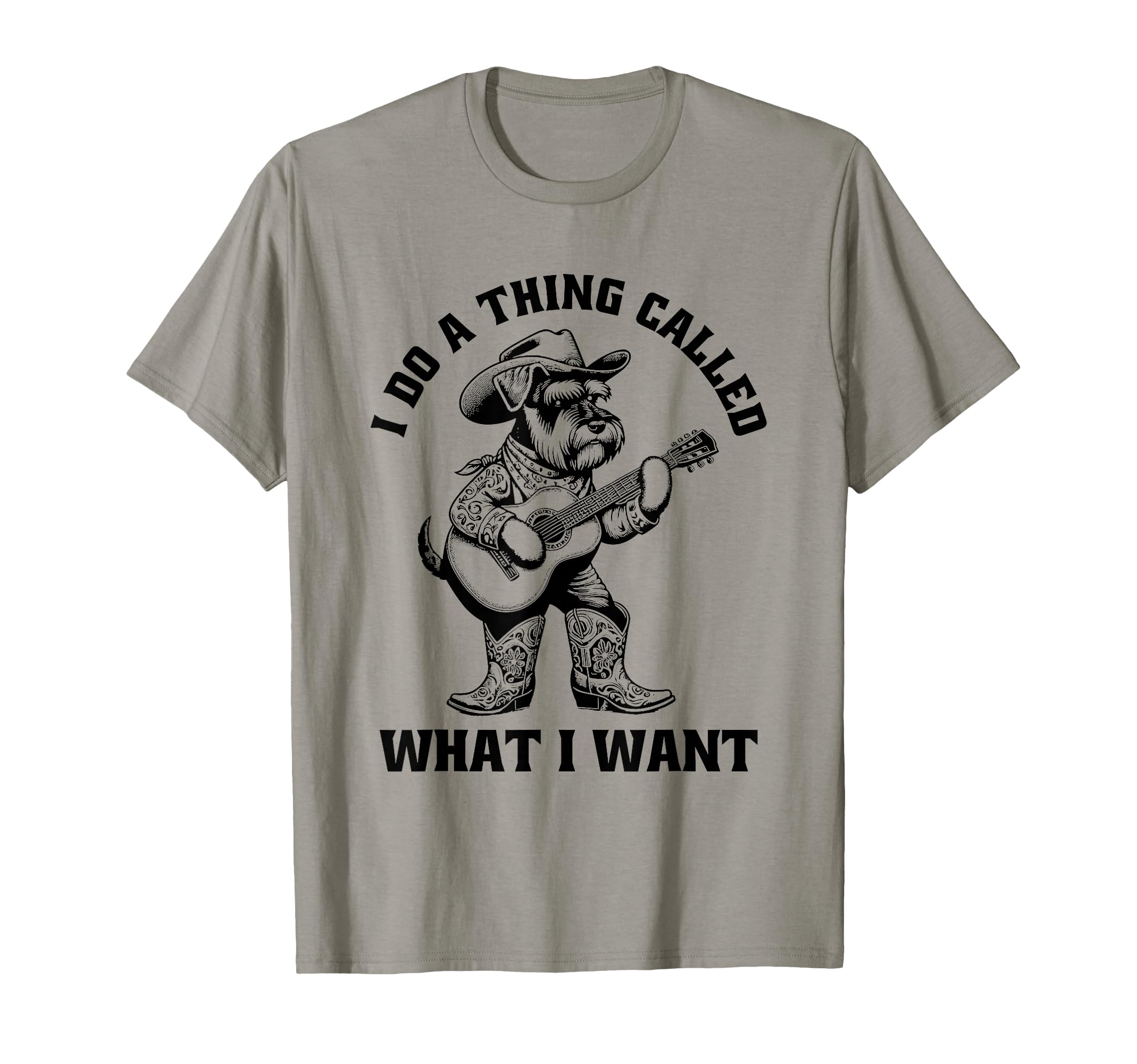 Cowboy Schnauzer Guitar Funny T-Shirt - Casual Everyday Wear Unisex - T-Shirt, Sweatshirt, Hoodie