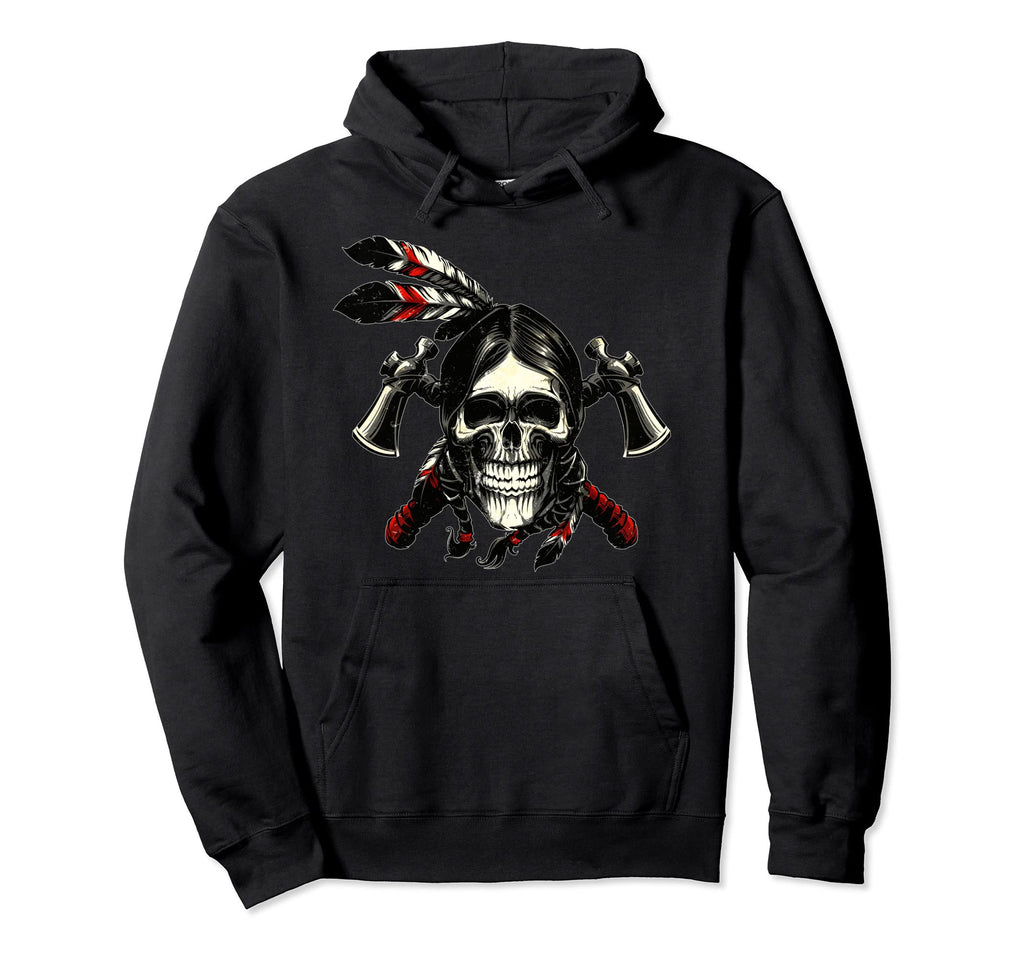 American Indian Skull Native Eagle Hoodie - Fun Novelty Design Unisex - T-Shirt, Sweatshirt, Hoodie