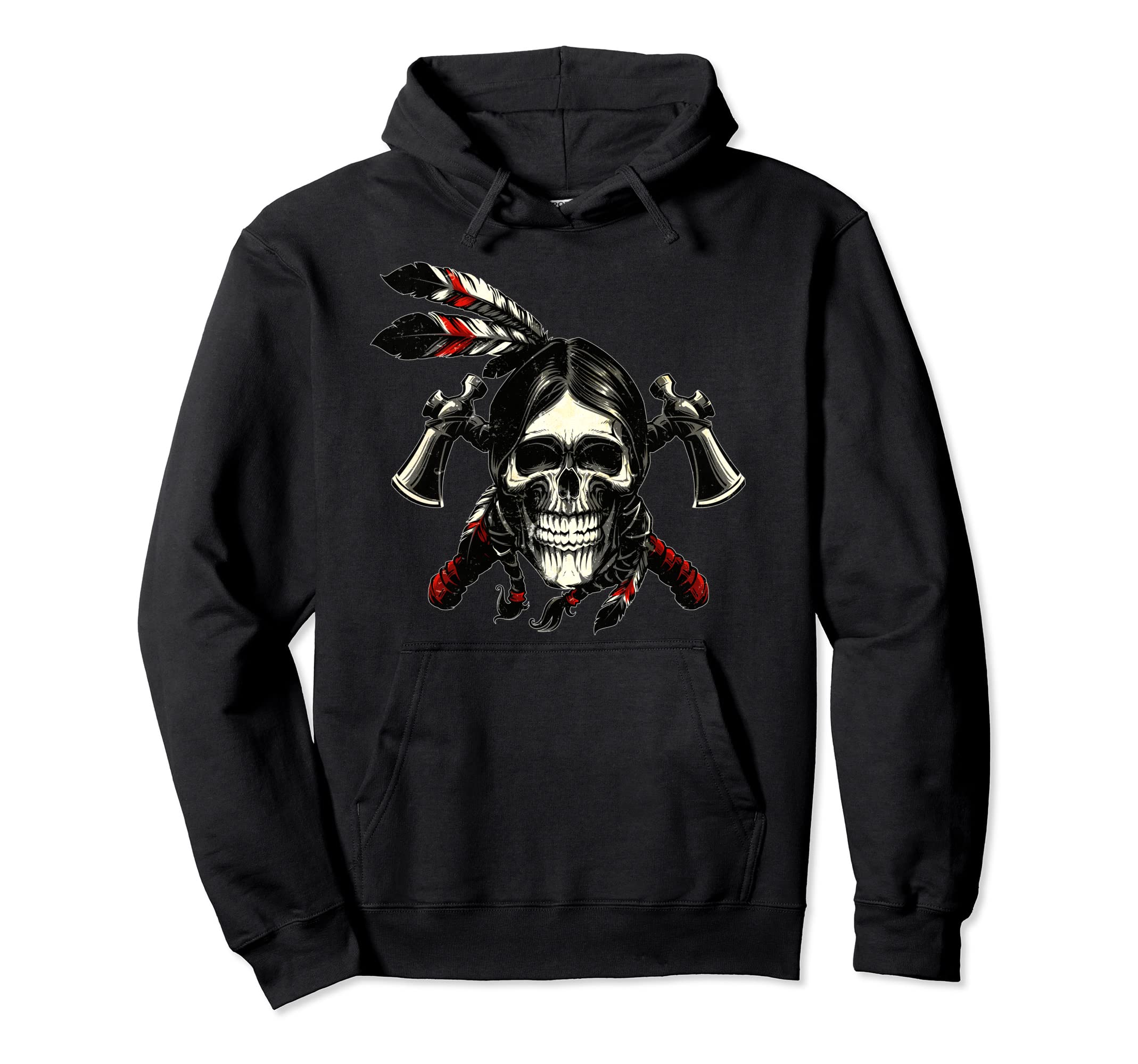 American Indian Skull Native Eagle Hoodie - Fun Novelty Design Unisex - T-Shirt, Sweatshirt, Hoodie