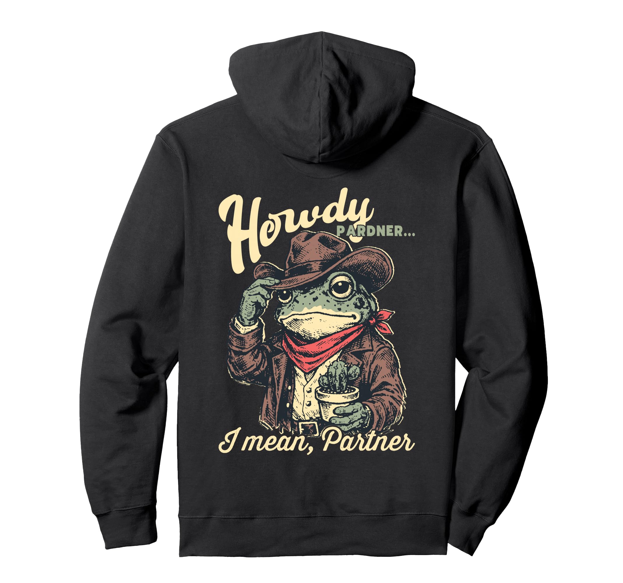 Western Cowboy Frog Howdy Pardner Hoodie - Aesthetic Graphic Unisex - T-Shirt, Sweatshirt, Hoodie